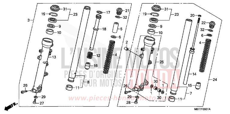 FRONT FORK (XL1000VA) for Varadero ABS PEARL CONCOURS BLACK (NHA65) from 2008